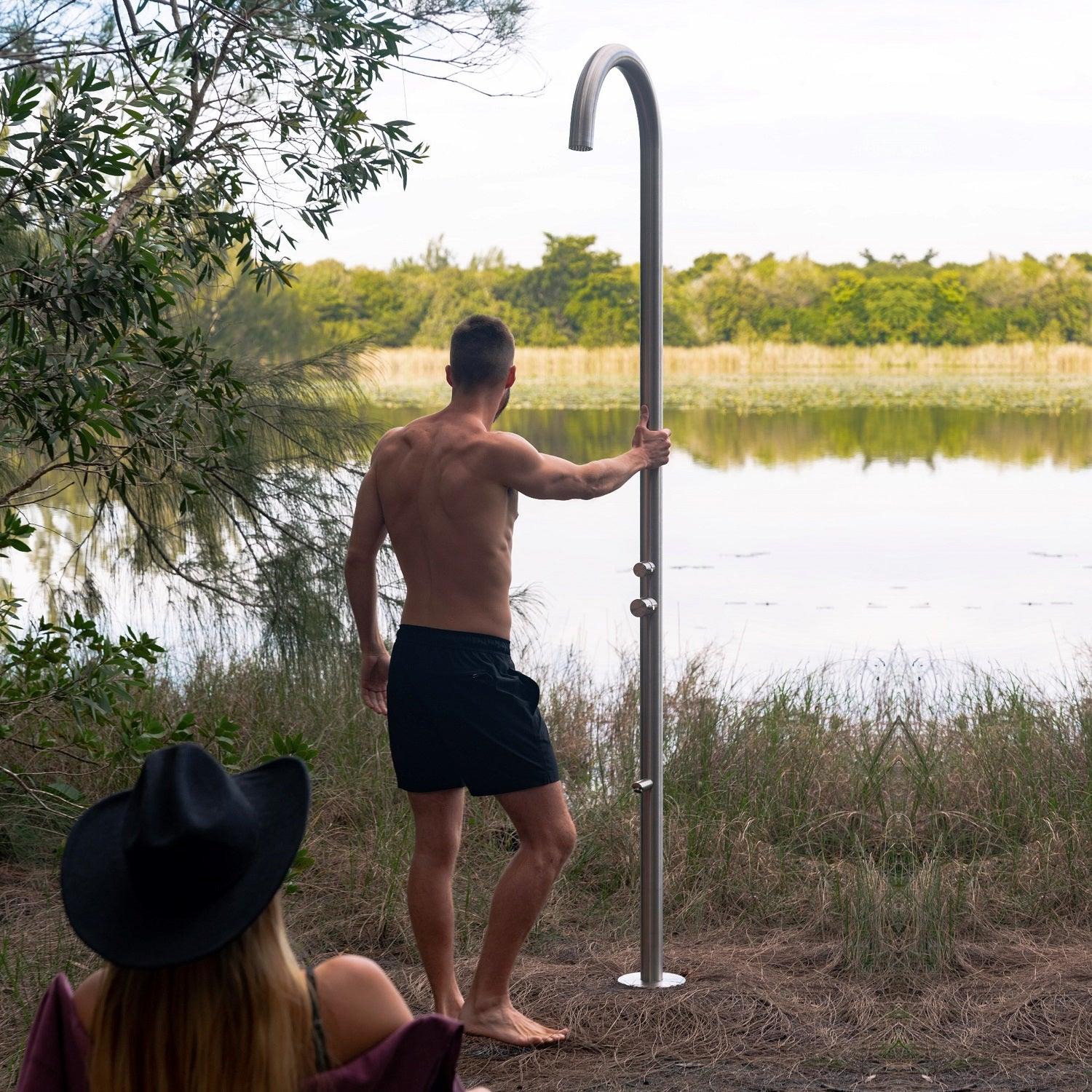 Stellar Apollo Shower - Brushed 316, Freestanding, Garden, Inox, Marine Grade, Outdoor, Shower, Stainless Steel